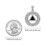 AA Recovery with Celtic Boarder 14K White Gold Pendant WPD3938 - Jewelry