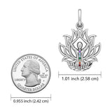 Yoga Lotus Position 14K White Gold Pendant with Chakra Gemstone WPD5023