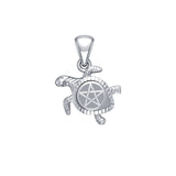 Sea Turtle with Star 14K White Gold Pendant WPD5205
