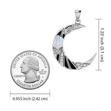 The Celtic Moon Raven 14K White Gold Pendant with Gemstone WPD5262 - Jewelry