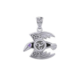 Behind the Mystery of the Mythical Raven 14K White Gold Jewelry Pendant with Gemstone WPD5381 - Jewelry