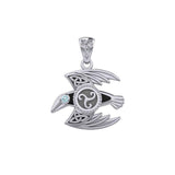 Behind the Mystery of the Mythical Raven 14K White Gold Jewelry Pendant with Gemstone WPD5381 - Jewelry