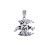 Behind the Mystery of the Mythical Raven 14K White Gold Jewelry Pendant with Gemstone WPD5381 - Jewelry
