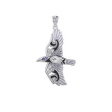 Mythical Raven 14K White Gold Jewelry Pendant with Gemstone WPD5382 - Jewelry