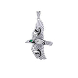 Mythical Raven 14K White Gold Jewelry Pendant with Gemstone WPD5382 - Jewelry