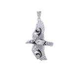 Mythical Raven 14K White Gold Jewelry Pendant with Gemstone WPD5382 - Jewelry