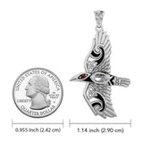 Mythical Raven 14K White Gold Jewelry Pendant with Gemstone WPD5382 - Jewelry