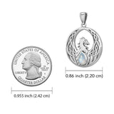 Celtic Phoenix 14K White Gold Pendant with Gemstone WPD5719 - Jewelry