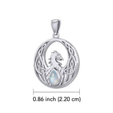 Celtic Phoenix 14K White Gold Pendant with Gemstone WPD5719 - Jewelry
