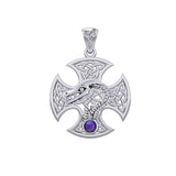 Dragon with Celtic Cross 14K White Gold Pendant WPD5818 - Jewelry