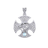 Dragon with Celtic Cross 14K White Gold Pendant WPD5818 - Jewelry
