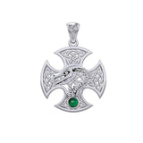 Dragon with Celtic Cross 14K White Gold Pendant WPD5818 - Jewelry