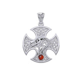 Dragon with Celtic Cross 14K White Gold Pendant WPD5818 - Jewelry