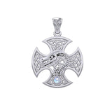Dragon with Celtic Cross 14K White Gold Pendant WPD5818 - Jewelry