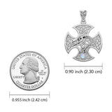 Dragon with Celtic Cross 14K White Gold Pendant WPD5818 - Jewelry