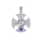 Dragon with Celtic Cross 14K White Gold Pendant WPD5818 - Jewelry