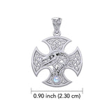 Dragon with Celtic Cross 14K White Gold Pendant WPD5818 - Jewelry