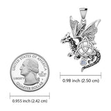 Dragon with Triquetra 14K White Gold Pendant WPD5821 - Jewelry