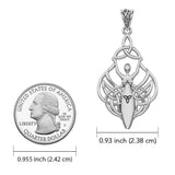 Celtic Goddess Holding Trinity Knot 14K White Gold Pendant WPD5847