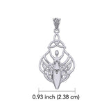 Celtic Goddess Holding Trinity Knot 14K White Gold Pendant WPD5847