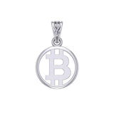 Bitcoin 14K White Gold Small Pendant WPD5863 - Jewelry