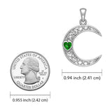 Celtic Crescent Moon with Heart Stone 14K White Gold Pendant WPD5886 - Jewelry