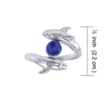 Dolphin and Gemstone Sterling Silver Ring WR201 - Jewelry