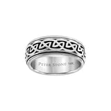 We are connected as one ~ 14K White Gold Celtic Knotwork Spinner Ring WRI767