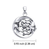 Moon Sun Stars And Planet 14K White Gold Pendant WTP3137 - Jewelry