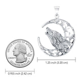 Baying wolf around the celestial beauty ~ 14K White Gold Jewelry Pendant WTP831 - Jewelry