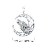 Baying wolf around the celestial beauty ~ 14K White Gold Jewelry Pendant WTP831 - Jewelry