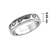 Wave Curl 14K White Gold Spinner Ring WTR1674 - Jewelry