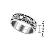 Irish Claddagh 14K White Gold Spinner Ring WTR1681 - Jewelry