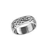 Celtic Knotwork 14K White Gold Spinner Ring WTR1757