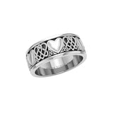 Celtic Knotwork 14K White Gold Heart Spinner Ring WTR3644