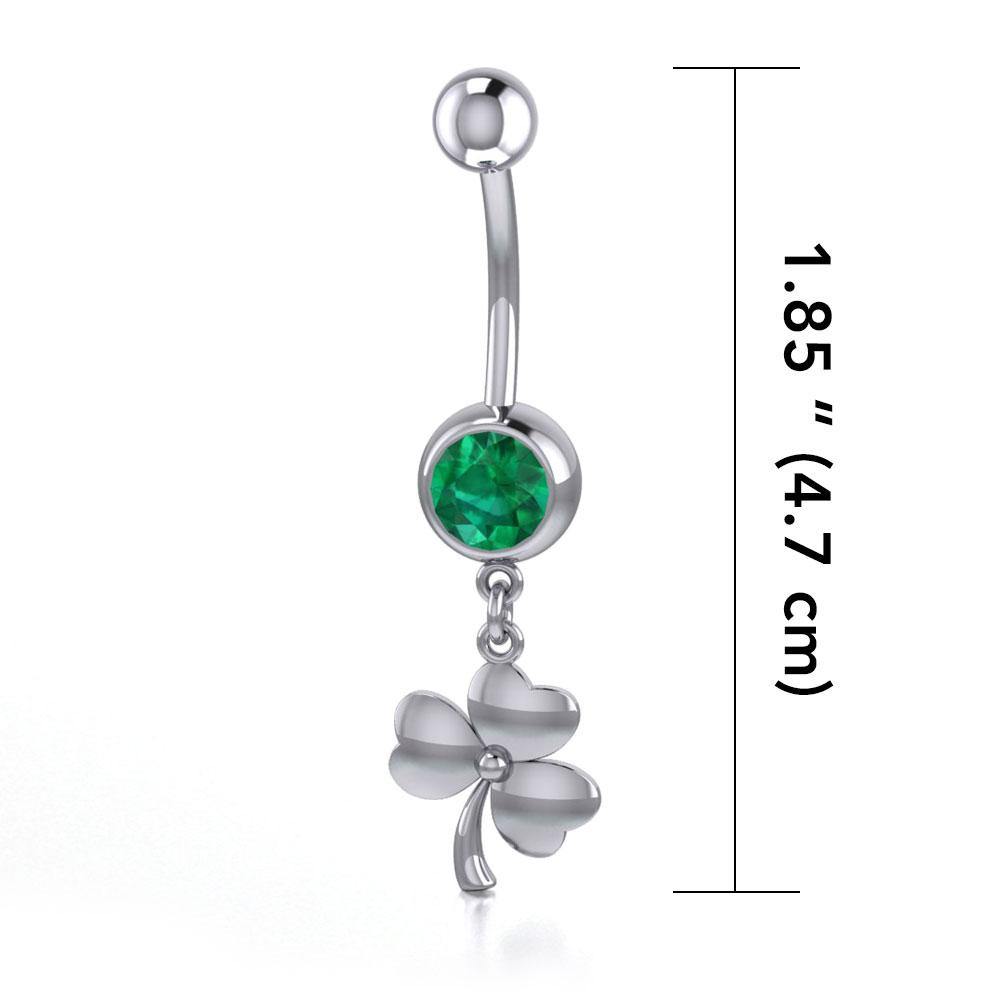 Perfection in three clovers ~ Sterling Silver Jewelry Shamrock Navel Ring BJ067 - Jewelry