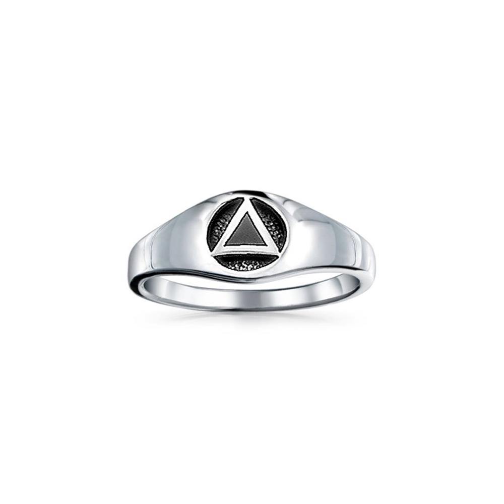 Triangle AA Recovery Symbol Silver Ring JR126 - Jewelry