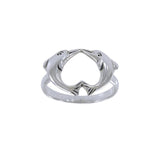 Love Dolphins Silver Ring JR186 - Jewelry