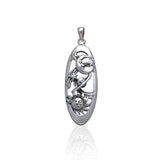 Sterling Silver Oval Celestial Scene Pendant LP1781