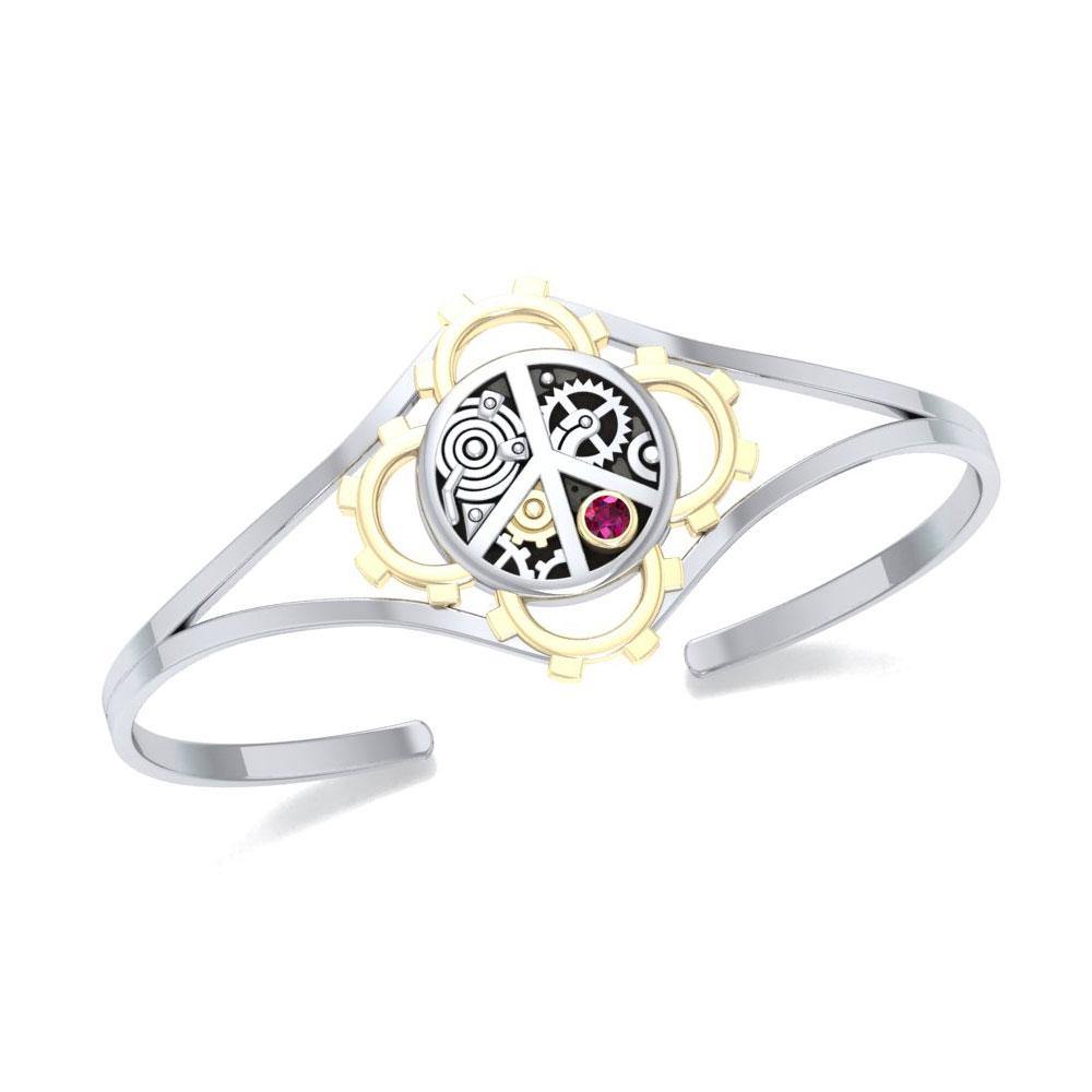 Peace Steampunk Silver and Gold Accent MBA150 - Jewelry
