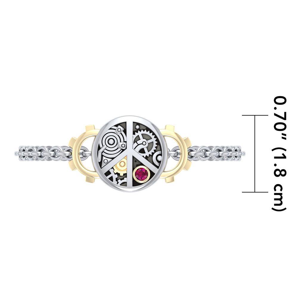 Peace Steampunk Silver and Gold Accent MBL291 - Jewelry