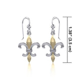 Brilliant symbolism in Fleur-de-Lis ~ Sterling Silver Jewelry Hook Earrings with 14k Gold accent - Jewelry