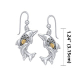 Concerted happiness with the twin dolphins ~ Sterling Silver Steampunk Hook Earrings with 14k Gold accent - Jewelry