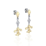 Majestic Fleur-de-Lis in Sterling Silver Jewelry Post Earrings with Gold accent MER1677 - Jewelry