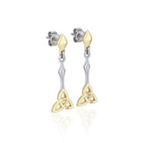 Celtic Trinity Knot Silver and Gold Post Earrings MER1679 - Jewelry
