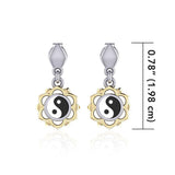 Yin Yang Chakra Silver and Gold Post Earring MER1691-YY - Jewelry