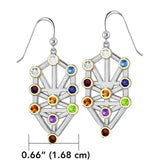 Kabbalah with Chakra Gemstone Silver and Gold Earrings MER1717 - Jewelry