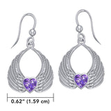 Gemstone Heart Angel Wings Silver and 14K Gold Accent Earrings MER1723 - Jewelry