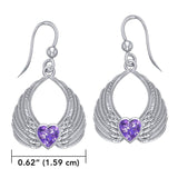 Gemstone Heart Angel Wings Silver and Gold Earrings MER1723 - Jewelry