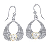 Gemstone Heart Angel Wings Silver and 14K Gold Accent Earrings MER1723 - Jewelry